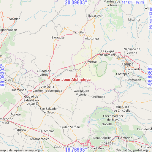 San José Alchichica on map