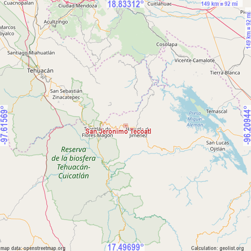 San Jerónimo Tecóatl on map