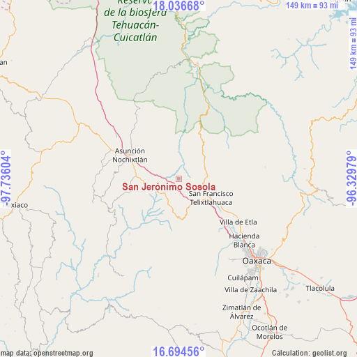 San Jerónimo Sosola on map