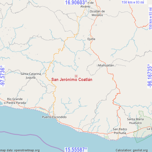 San Jerónimo Coatlán on map