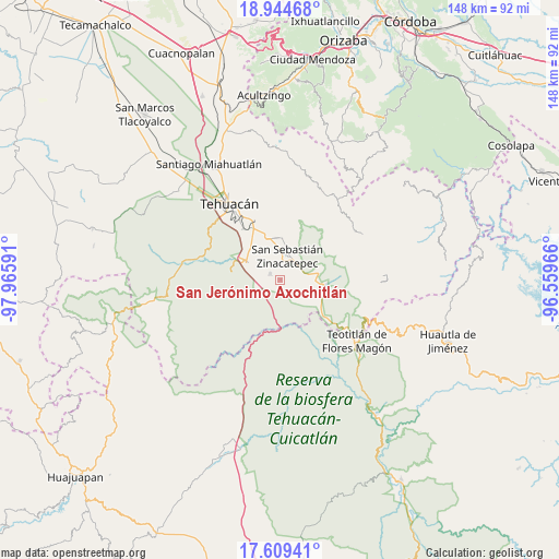 San Jerónimo Axochitlán on map
