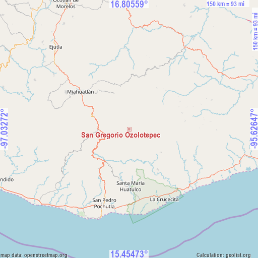 San Gregorio Ozolotepec on map