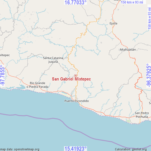 San Gabriel Mixtepec on map