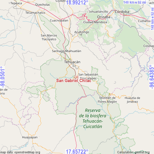 San Gabriel Chilac on map