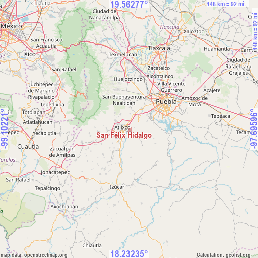 San Félix Hidalgo on map