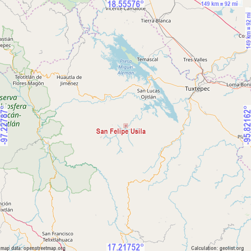 San Felipe Usila on map