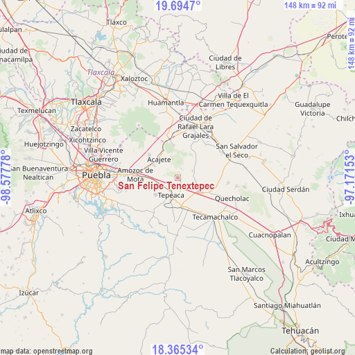 San Felipe Tenextepec on map