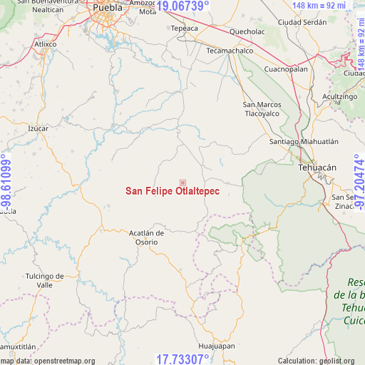 San Felipe Otlaltepec on map