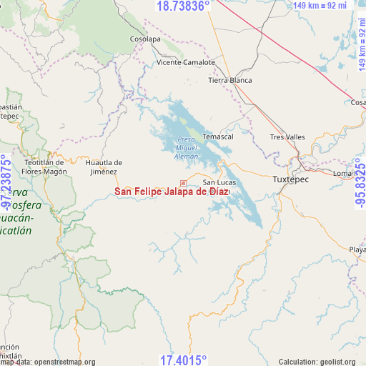 San Felipe Jalapa de Díaz on map