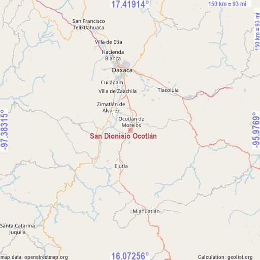 San Dionisio Ocotlán on map