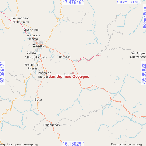 San Dionisio Ocotepec on map