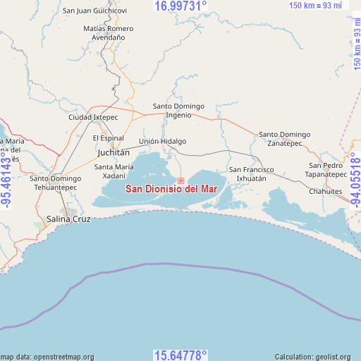 San Dionisio del Mar on map