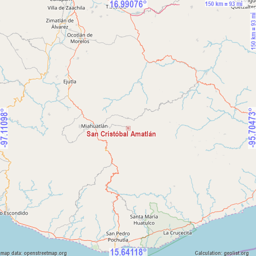 San Cristóbal Amatlán on map