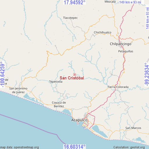 San Cristóbal on map