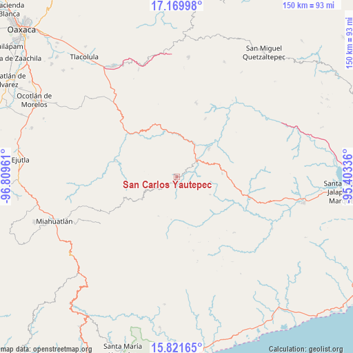 San Carlos Yautepec on map