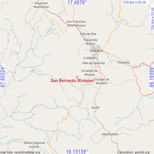 San Bernardo Mixtepec on map