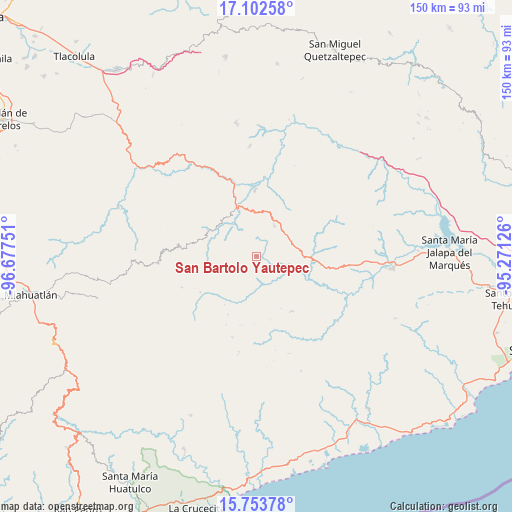 San Bartolo Yautepec on map