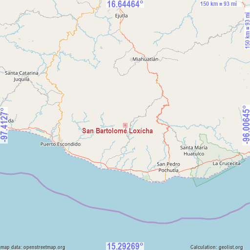 San Bartolomé Loxícha on map