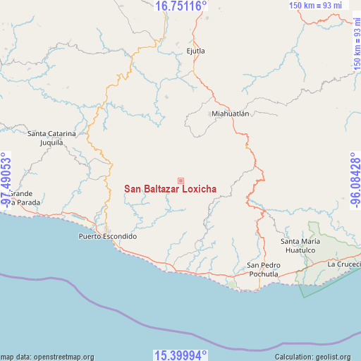 San Baltazar Loxicha on map