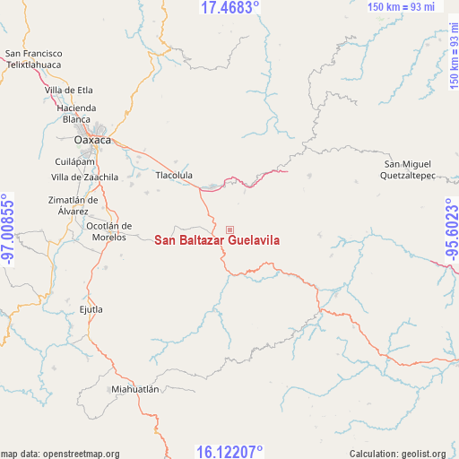 San Baltazar Guelavila on map