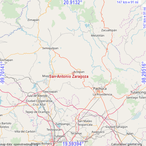 San Antonio Zaragoza on map