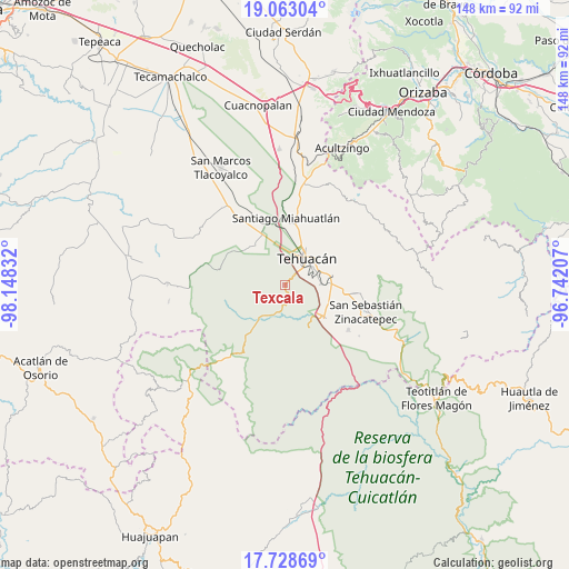 Texcala on map
