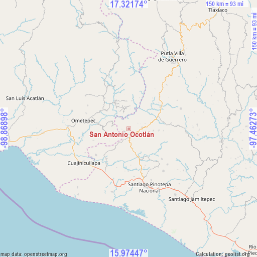 San Antonio Ocotlán on map