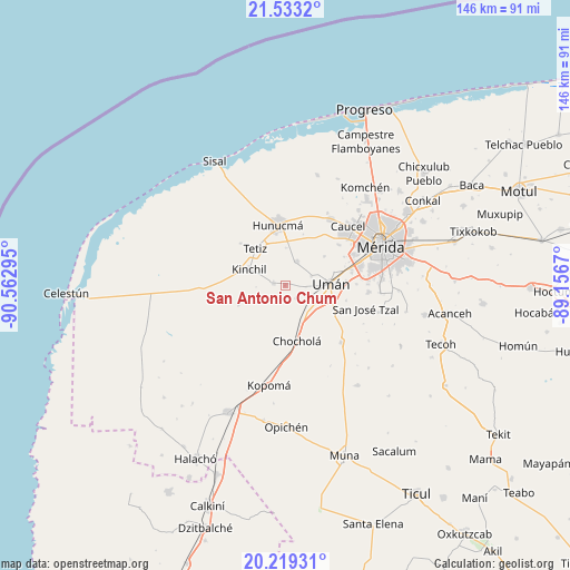 San Antonio Chum on map