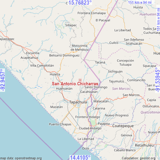 San Antonio Chicharras on map