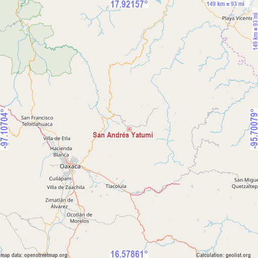 San Andrés Yatumi on map