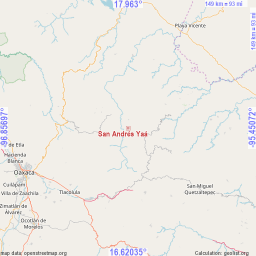 San Andrés Yaá on map