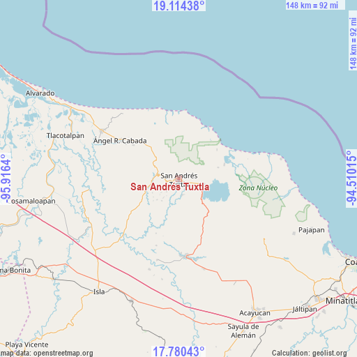 San Andrés Tuxtla on map