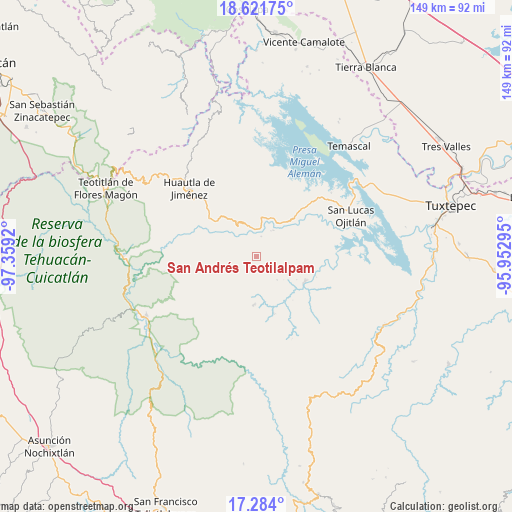 San Andrés Teotilalpam on map