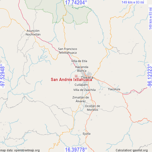 San Andrés Ixtlahuaca on map