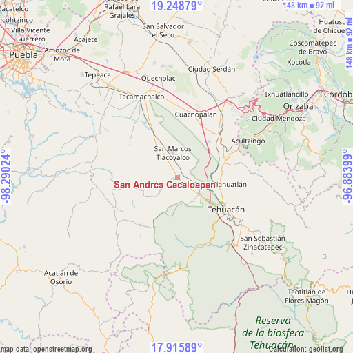 San Andrés Cacaloapan on map