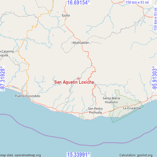 San Agustín Loxicha on map