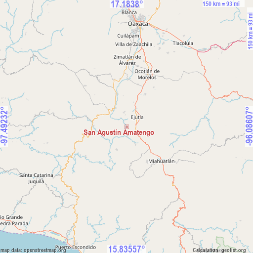 San Agustín Amatengo on map