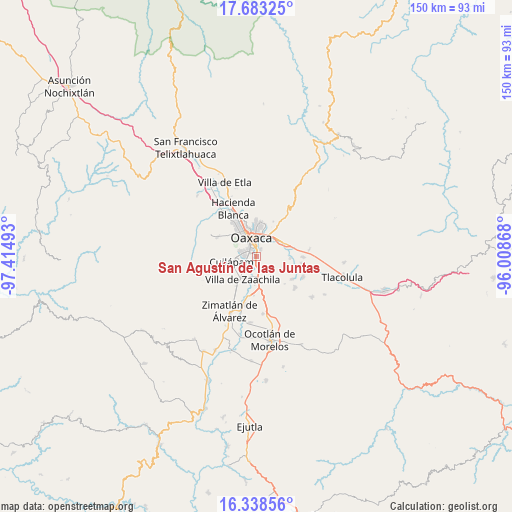 San Agustín de las Juntas on map