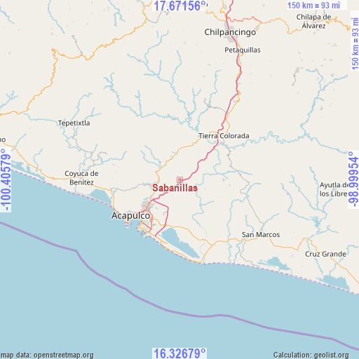 Sabanillas on map