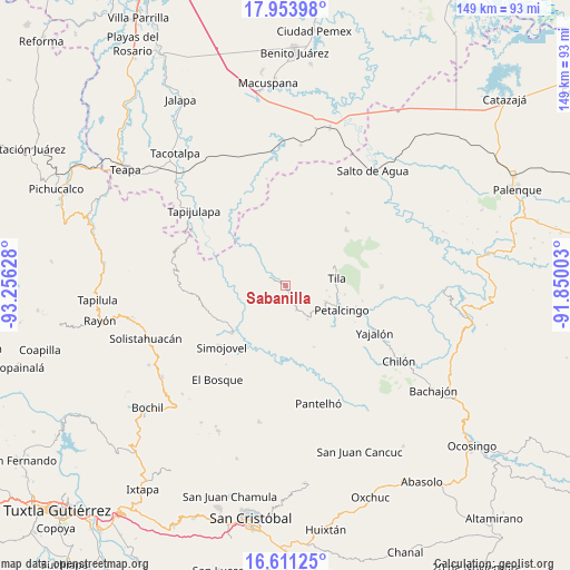 Sabanilla on map