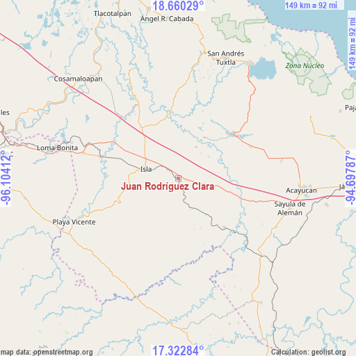 Juan Rodríguez Clara on map