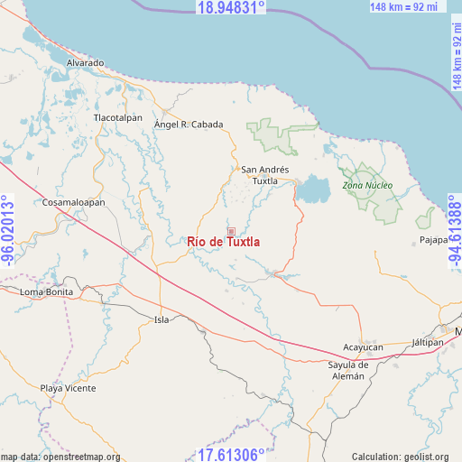 Río de Tuxtla on map