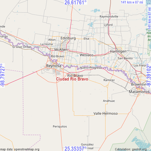 Ciudad Río Bravo on map