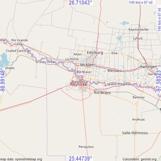 Reynosa on map