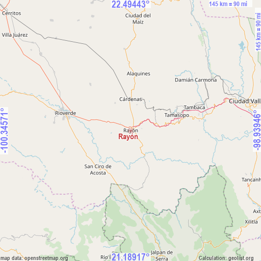 Rayón on map