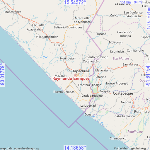 Raymundo Enríquez on map