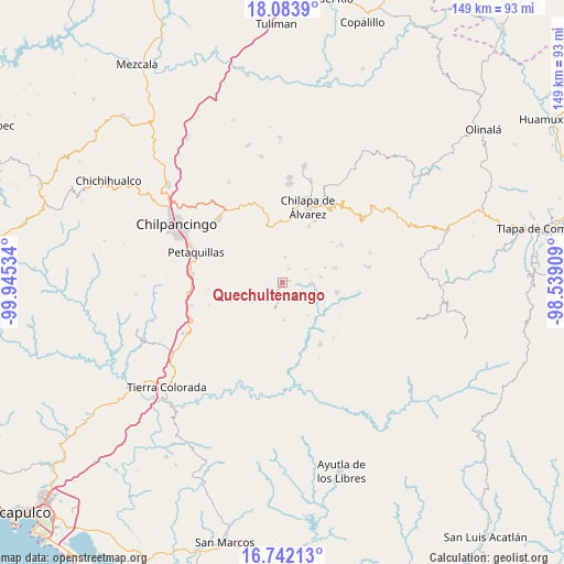 Quechultenango on map
