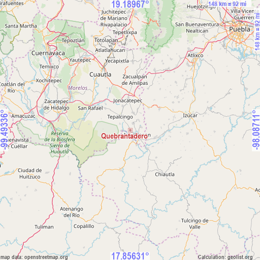 Quebrantadero on map