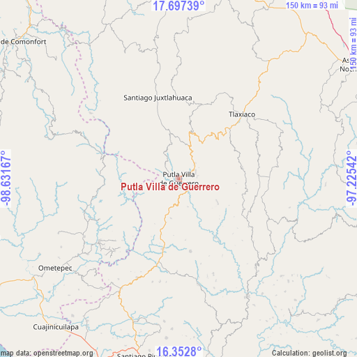 Putla Villa de Guerrero on map