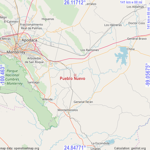 Pueblo Nuevo on map